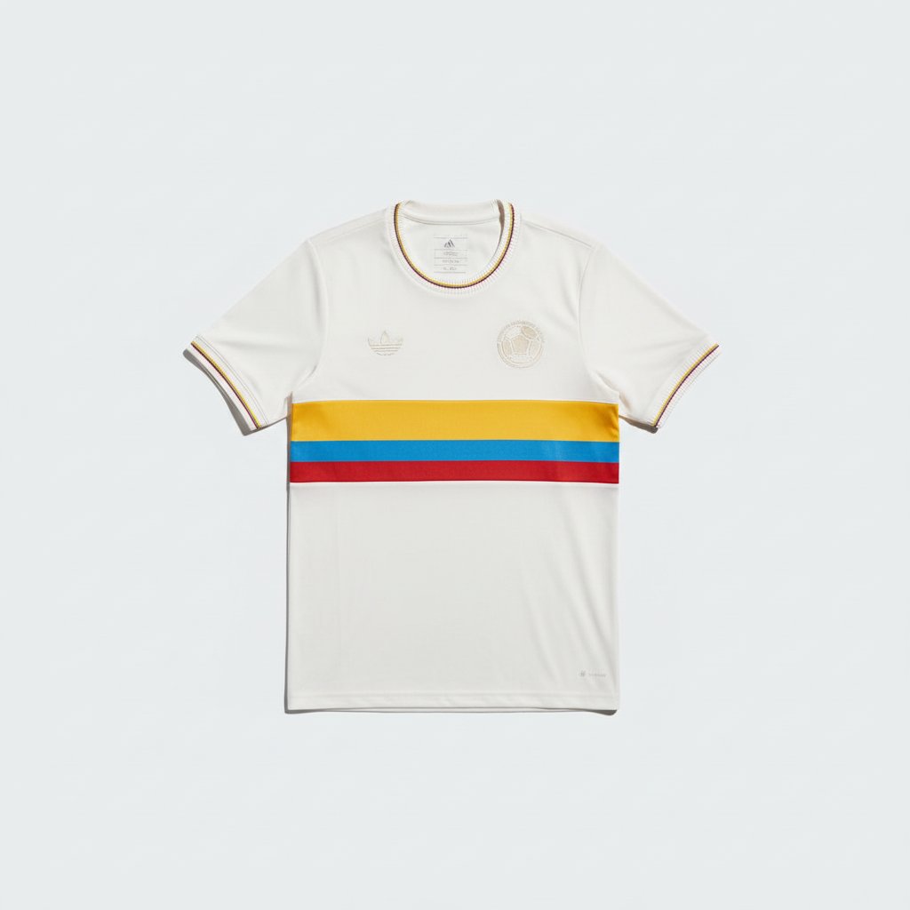 Camiseta Colombia Centenario 100 años para hombre, edición conmemorativa blanca, vista frontal