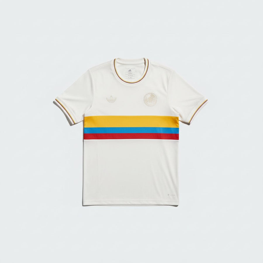Camiseta Colombia Centenario 100 años para hombre, edición conmemorativa blanca, vista frontal