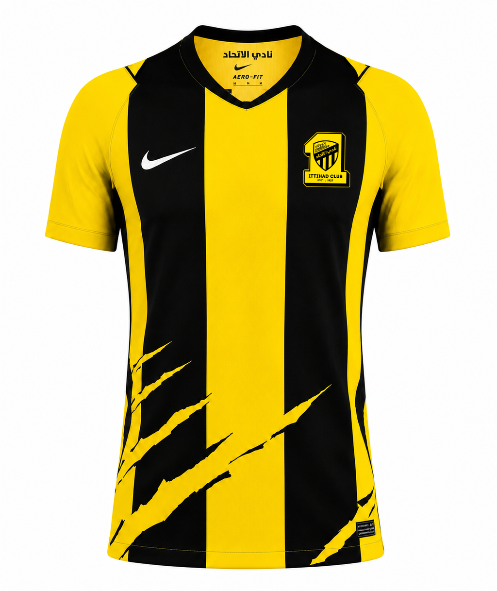Al Ittihad 2026/27 home jersey Player version front view in yellow and black