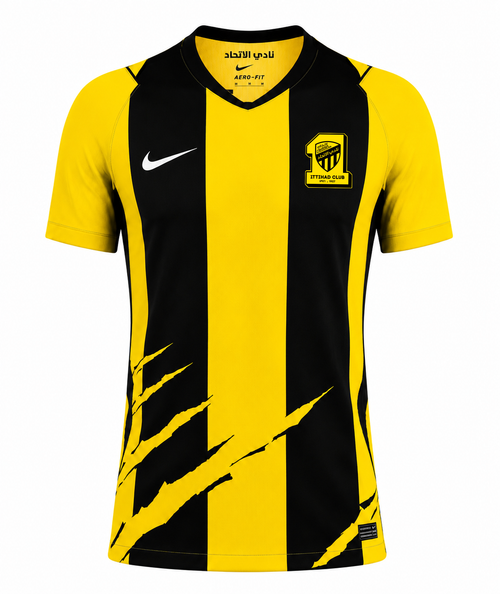 Al Ittihad 2026/27 home jersey Player version front view in yellow and black