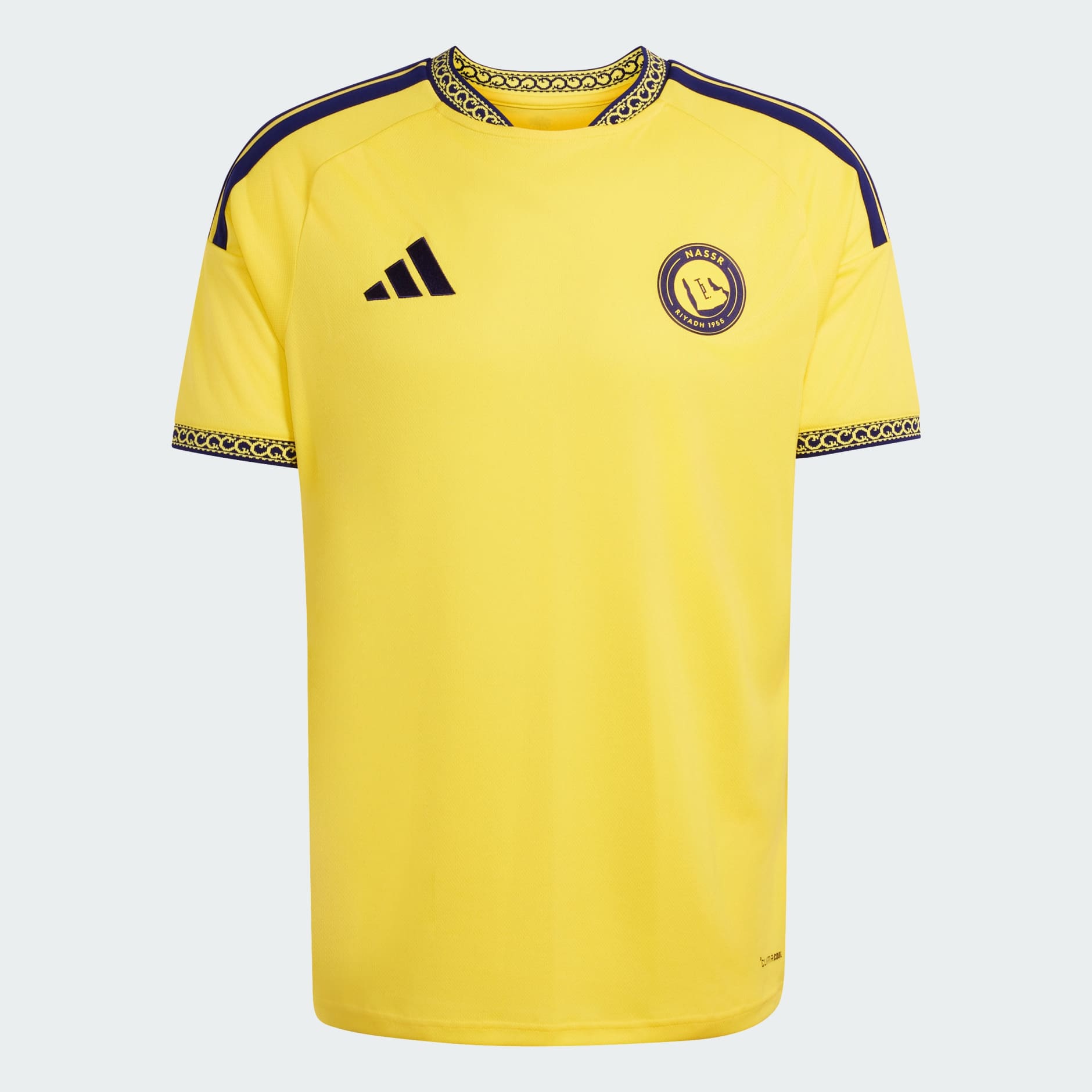 Al Nassr 2026/27 home jersey Fan version front view in yellow and blue