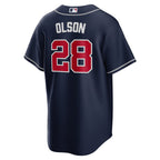 Atlanta Braves Jersey — Navy Alternate — back view