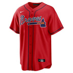 Atlanta Braves Jersey — Red Alternate — back view