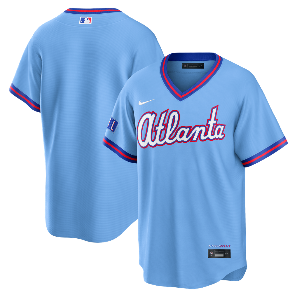 GoalStyle Atlanta Braves Powder Blue 2026 City Connect men's jersey front and back