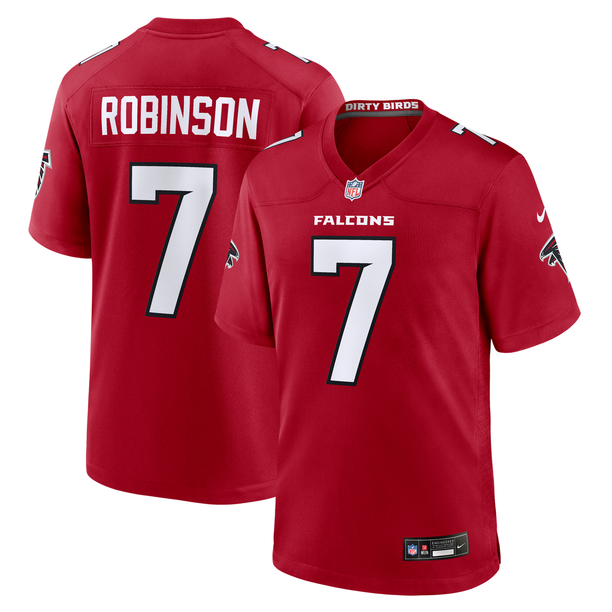 GoalStyle Atlanta Falcons Bijan Robinson #7 Game Jersey front and back