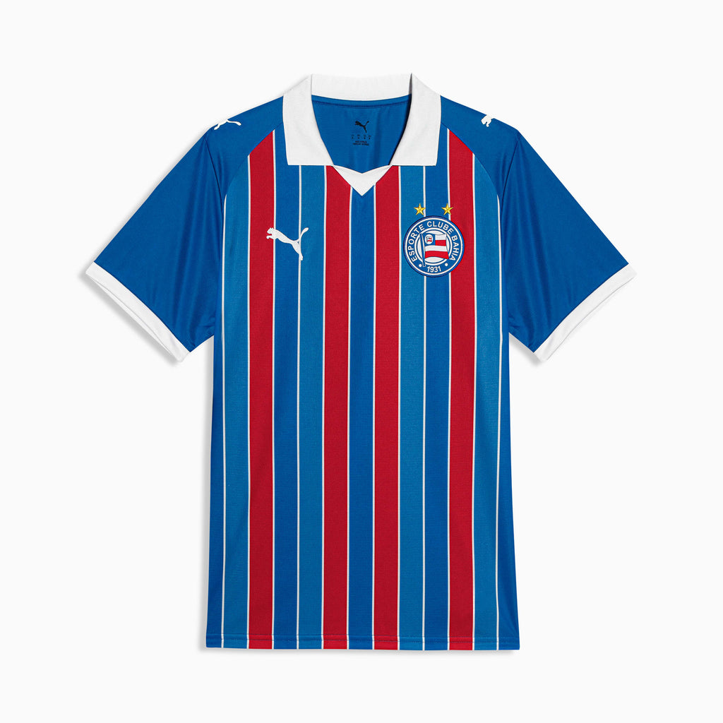 Bahia 2026 away jersey Fan version front view with blue red and white stripes