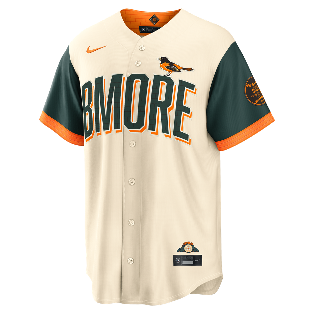 Baltimore Orioles Cream 2026 City Connect jersey masculino, vista frontal