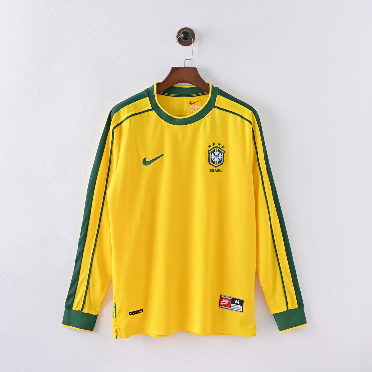 Brazil 1998 World Cup Home Long Sleeve Retro Jersey front view