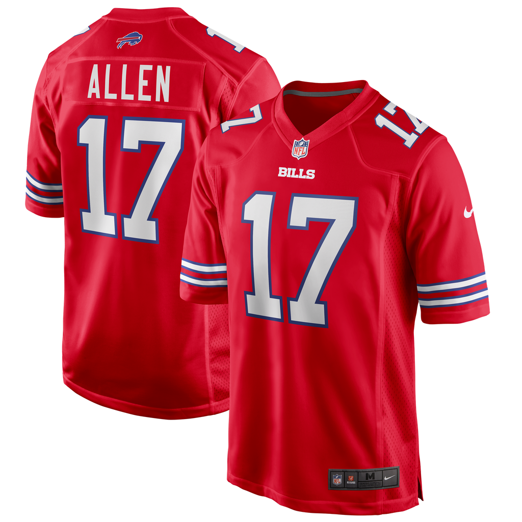 GoalStyle Buffalo Bills Red Alternate Game jersey front and back, isolated product image