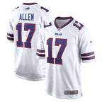 GoalStyle Buffalo Bills White Game Jersey Josh Allen #17 front and back