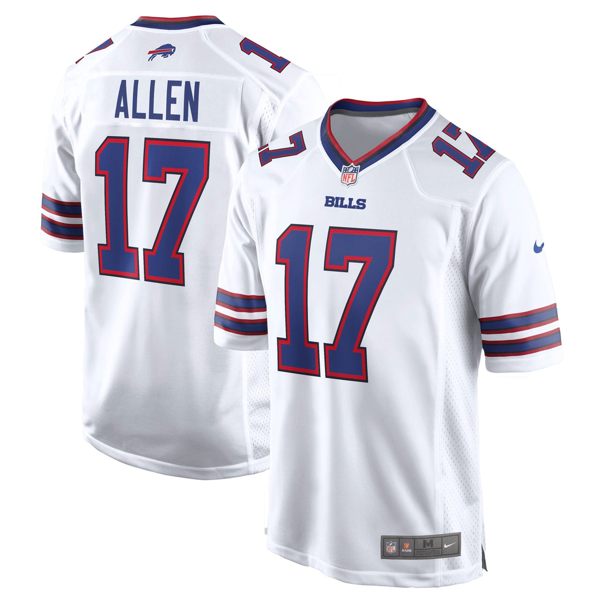 GoalStyle Buffalo Bills White Game Jersey Josh Allen #17 front and back