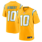 Los Angeles Chargers Charger Power Gold jersey Justin Herbert #10 front back