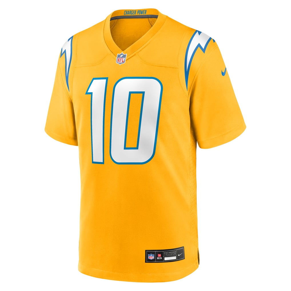 Los Angeles Chargers Charger Power Gold jersey Justin Herbert #10 front