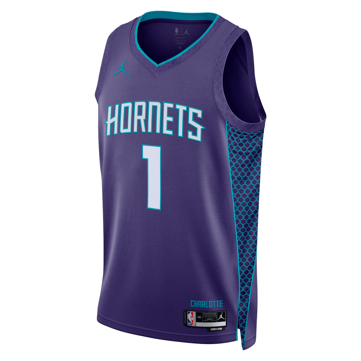Charlotte Hornets 2025/26 Statement Edition LaMelo Ball #1 jersey — front view