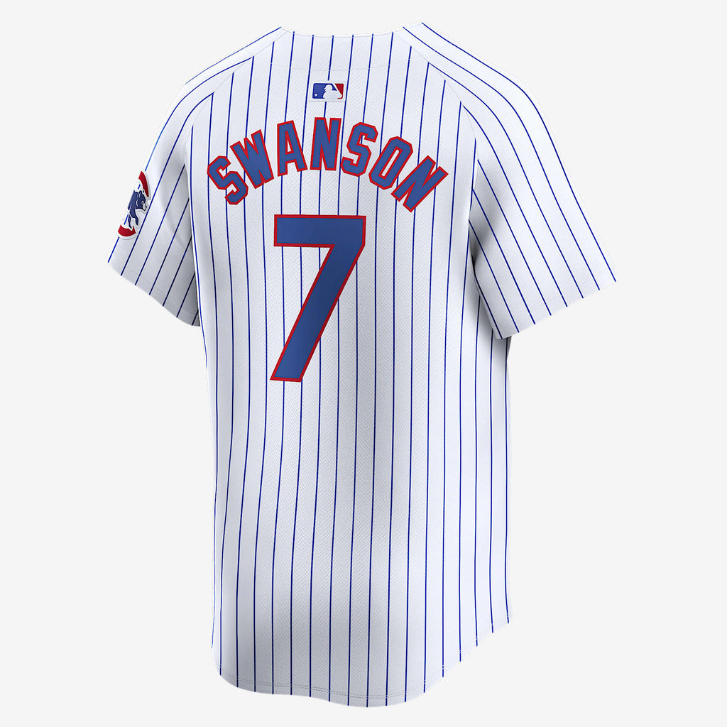 Chicago Cubs White Home Jersey — Dansby Swanson #7 — back view