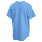 Chicago Cubs Light Blue Alternate jersey masculino, vista frontal y trasera