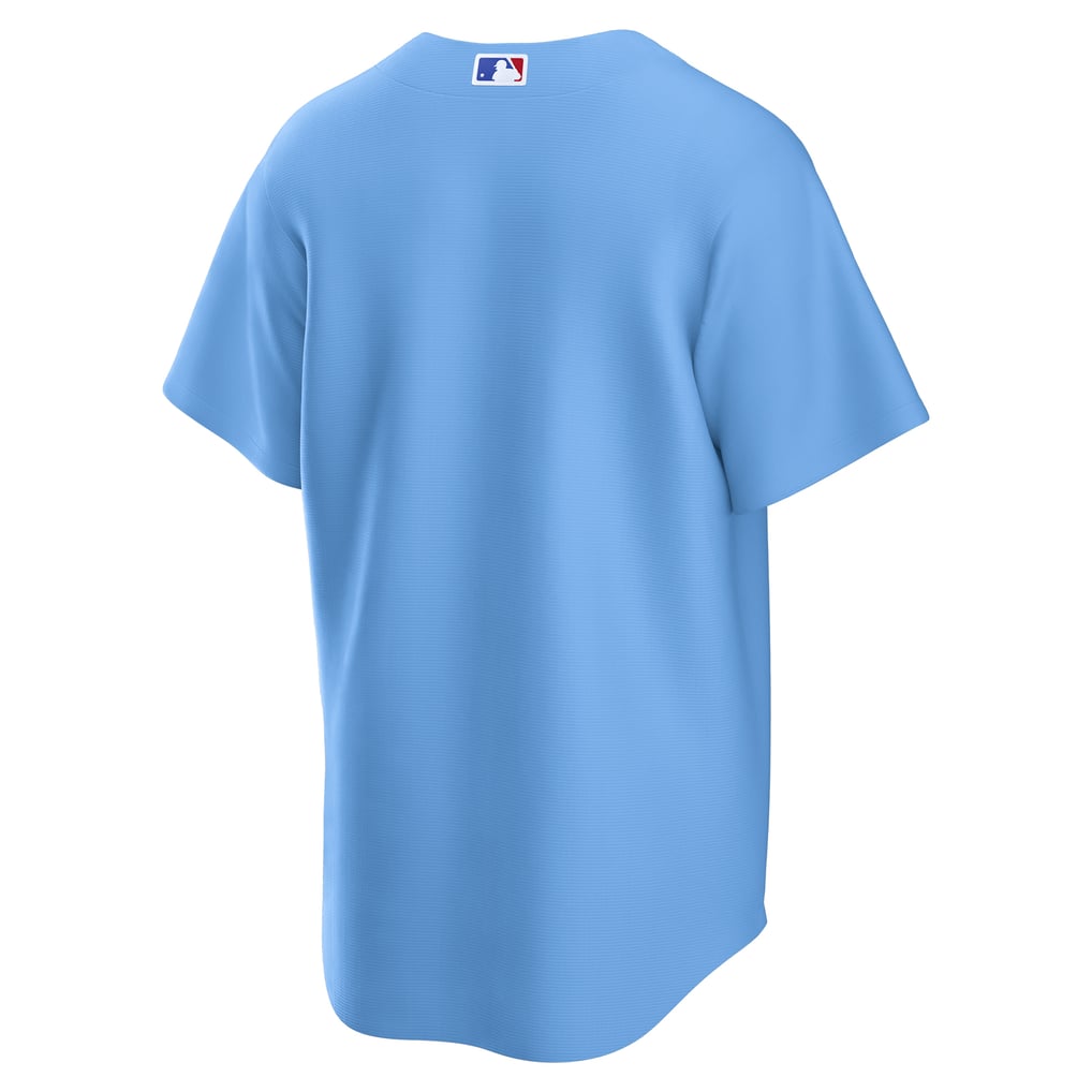 Chicago Cubs Light Blue Alternate jersey masculino, vista frontal y trasera