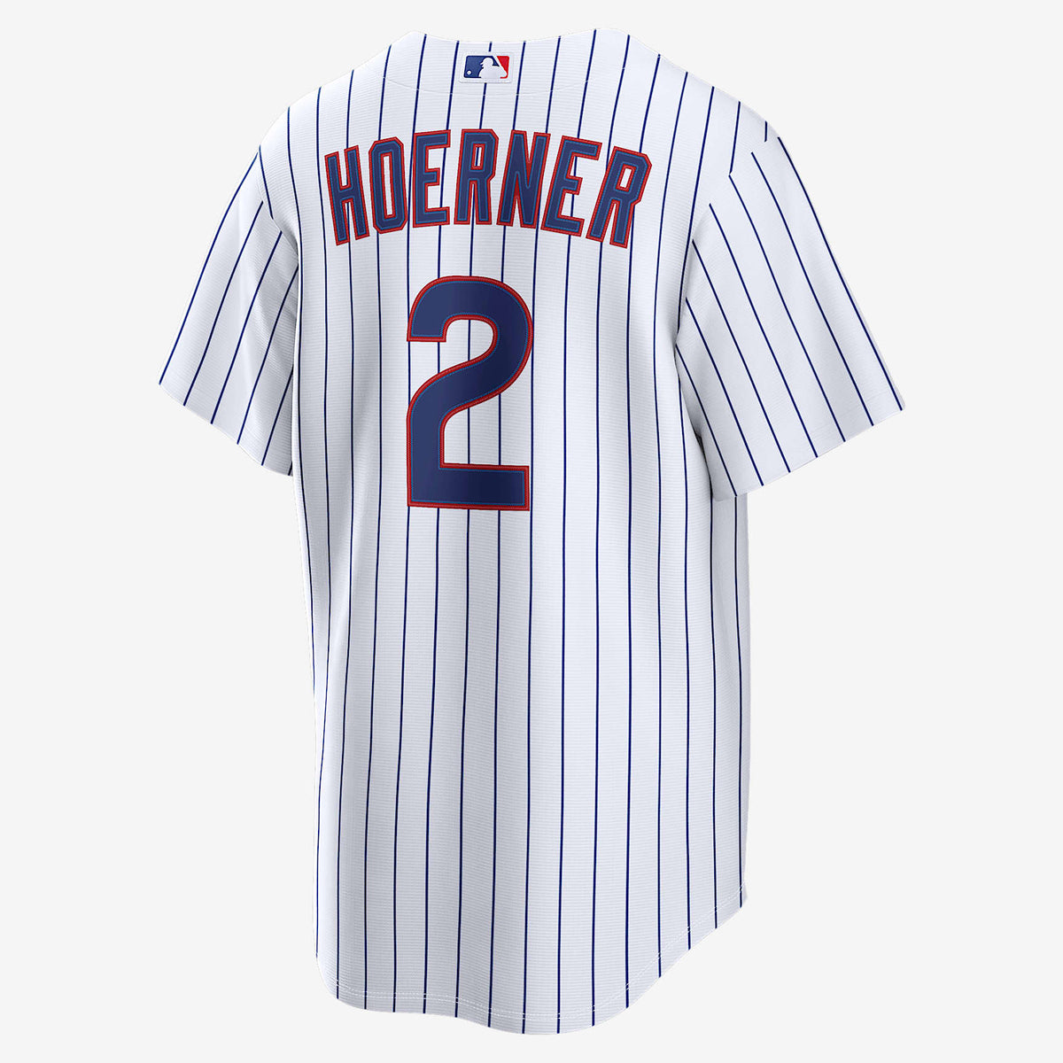 Chicago Cubs White Home Jersey — Nico Hoerner #2 — back view