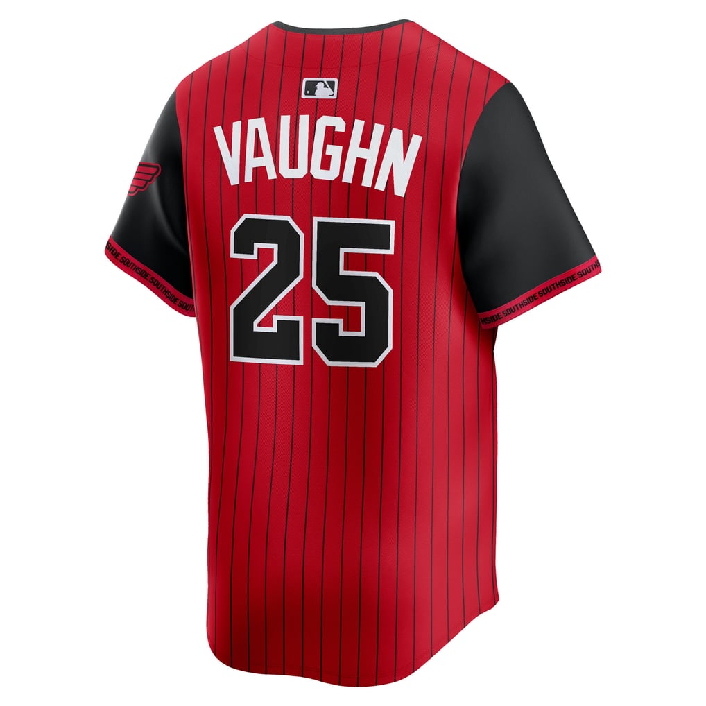 Chicago White Sox Andrew Vaughn #25 Red/Black 2025 City Connect jersey masculino, vista trasera
