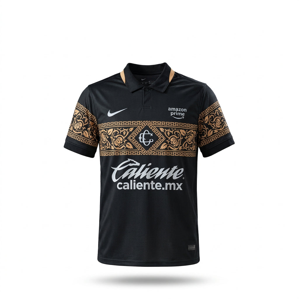 Chivas Guadalajara 2026/27 third away jersey — black and gold front view