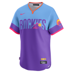 Colorado Rockies Purple Light Blue 2025 City Connect men's jersey front and back