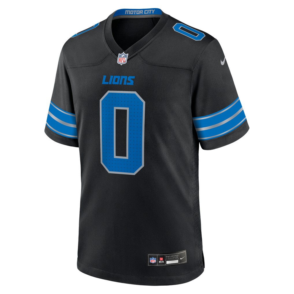 GoalStyle Detroit Lions Black 2nd Alternate NFL jersey, Jahmyr Gibbs #0, front view