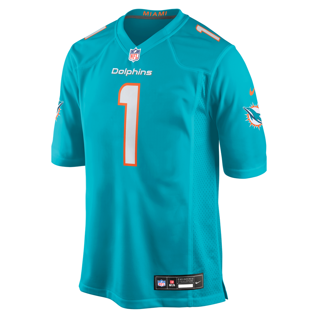 Miami Dolphins Aqua Alternate Jersey — Tua Tagovailoa #1 — back view