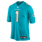 Miami Dolphins Aqua Alternate Jersey — Tua Tagovailoa #1 — back view