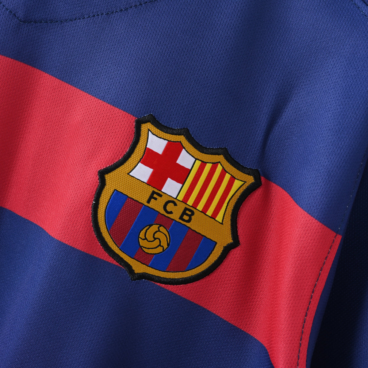 FC Barcelona 2015/16 Home Long Sleeve retro jersey — detalle de tejido y patrocinador