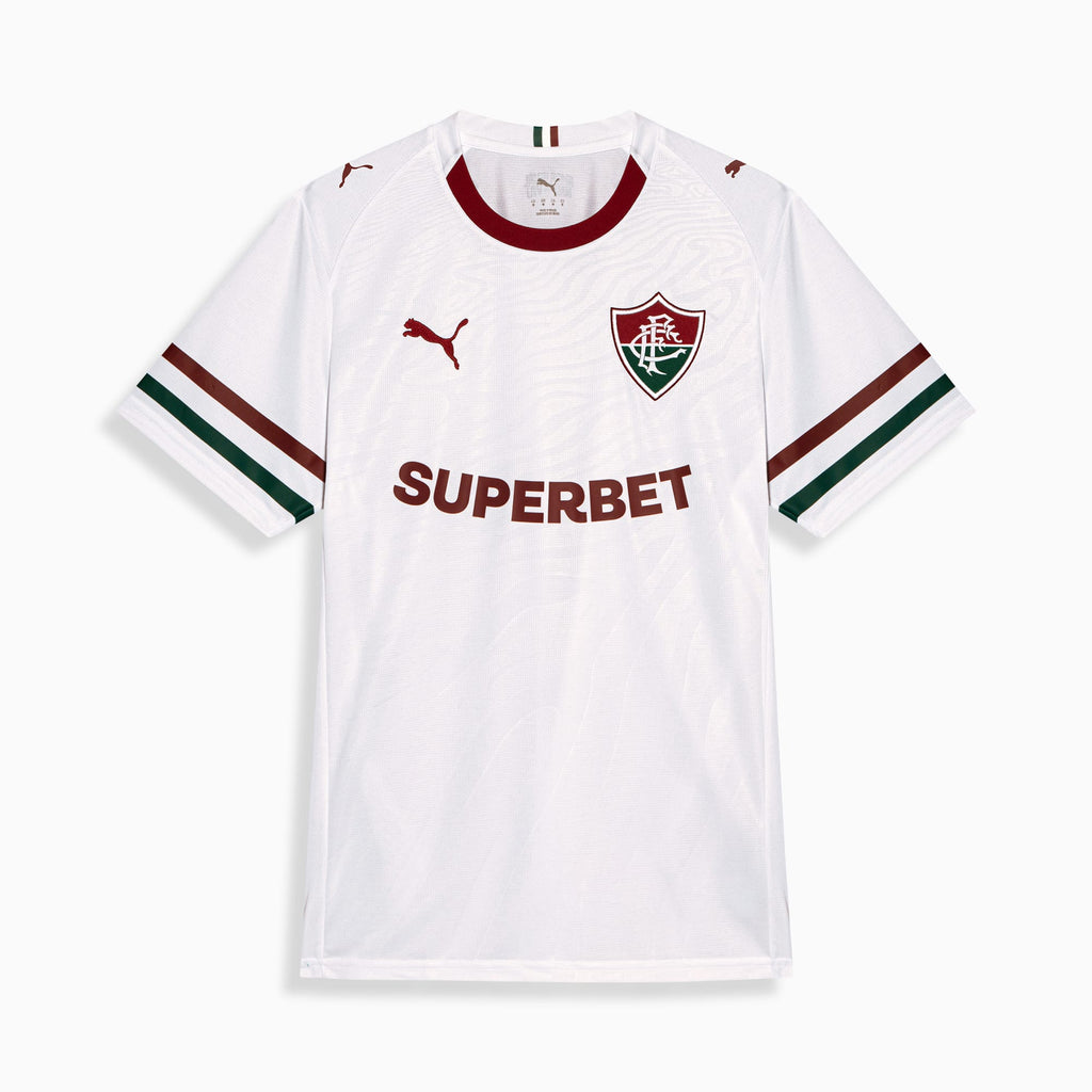 Fluminense 2026 away jersey Fan version front view in white with tricolor details