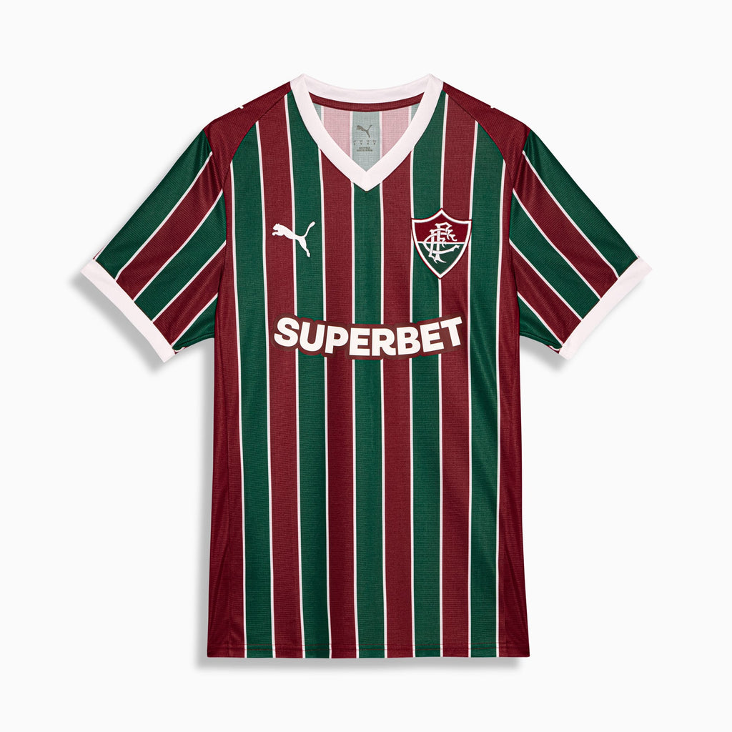 Fluminense 2026 home jersey Fan version front view in green burgundy and white