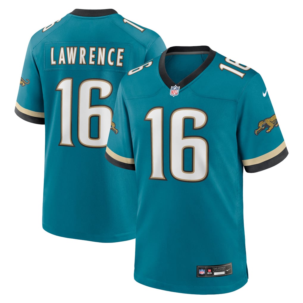 GoalStyle Jacksonville Jaguars Prowler Throwback Jersey Teal Trevor Lawrence #16 front back