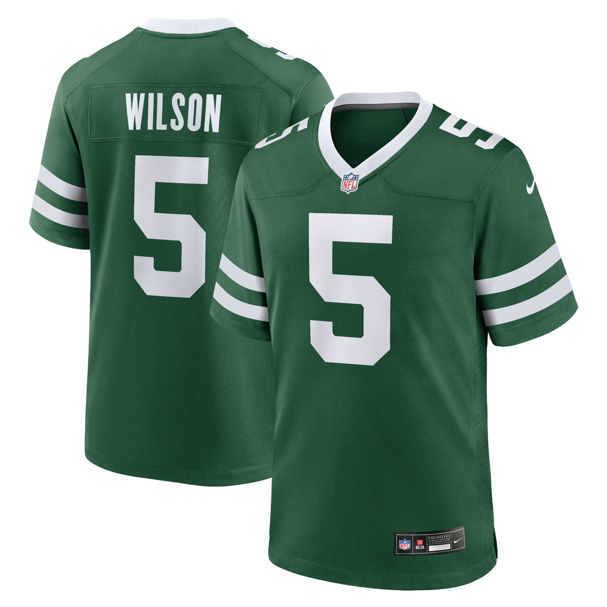 New York Jets NFL jersey — Garrett Wilson #5 — front view