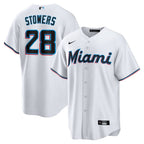 Miami Marlins Jersey — White Home — Kyle Stowers #28 — front view