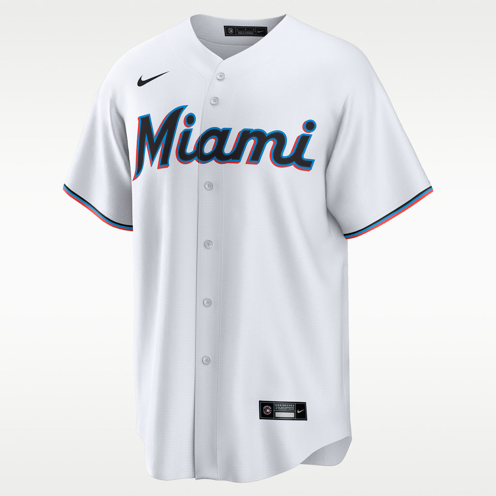 Miami Marlins Jersey — White Home — Sandy Alcantara #22 — front view