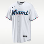 Miami Marlins Jersey — White Home — Sandy Alcantara #22 — front view