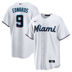 Miami Marlins Jersey — White Home — Xavier Edwards #9 — front view