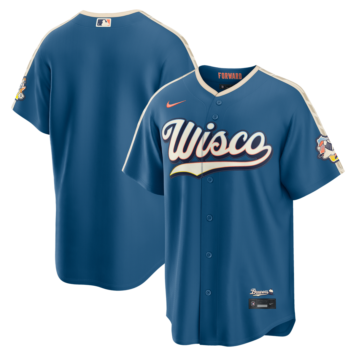 GoalStyle Milwaukee Brewers 2026 City Connect MLB Stadium Jersey front and back, isolated product view