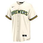 Milwaukee Brewers White Home Jersey — back view