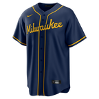 Milwaukee Brewers Navy Alternate jersey front, MLB, clean product view