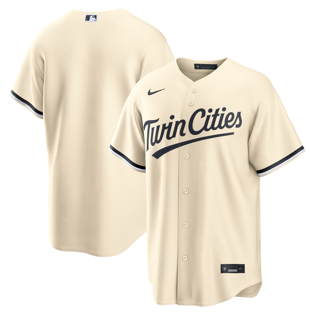 Minnesota Twins Cream Alternate jersey front and back, MLB, clean product view