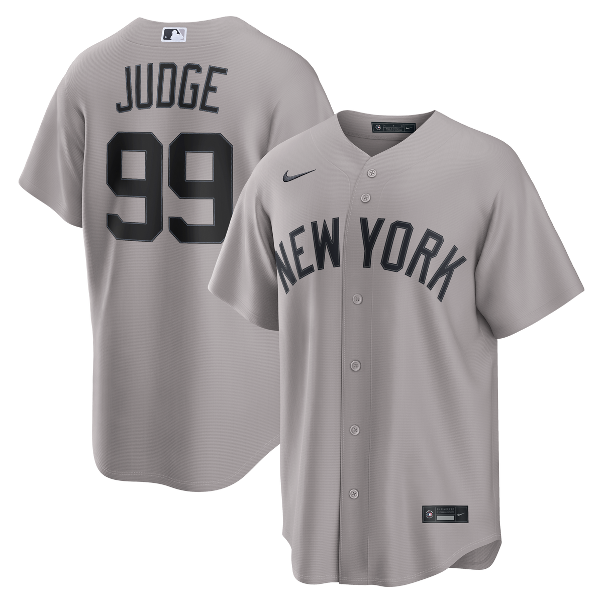 GoalStyle New York Yankees Gray Road Jersey Aaron Judge #99 — front and back