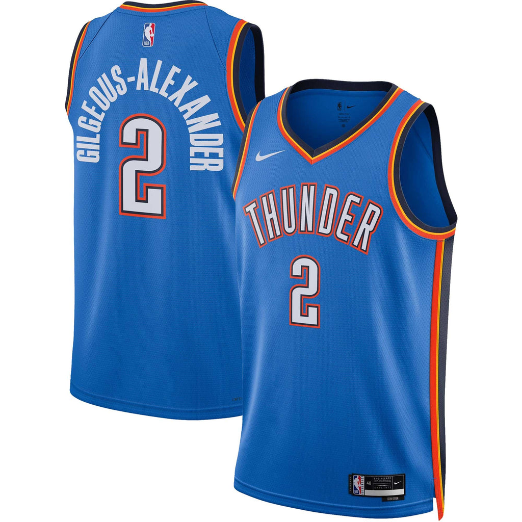 Oklahoma City Thunder 2025/26 Icon Edition jersey — Shai Gilgeous-Alexander #2 — frente y espalda — fuente NBA Store