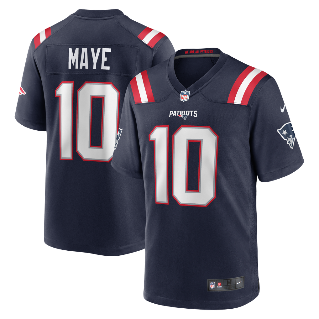 New England Patriots NFL jersey — Drake Maye #10 — front view