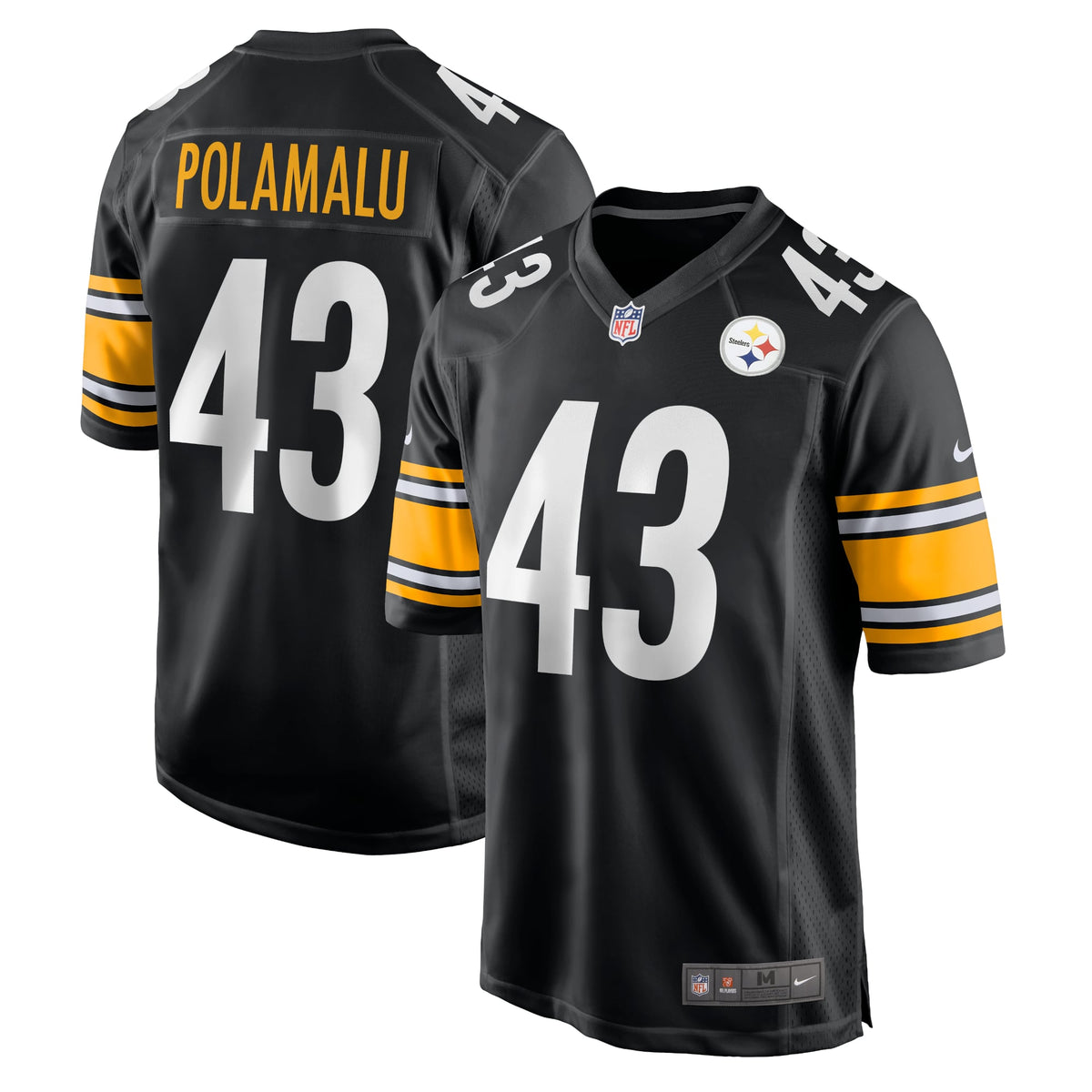 Pittsburgh Steelers NFL jersey — Troy Polamalu #43 — front and back views
