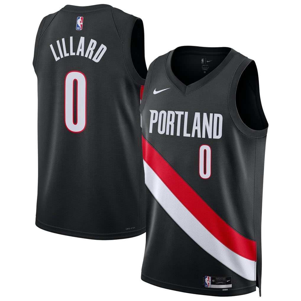 Portland Trail Blazers 2025/26 Icon Edition Damian Lillard #0 jersey front and back