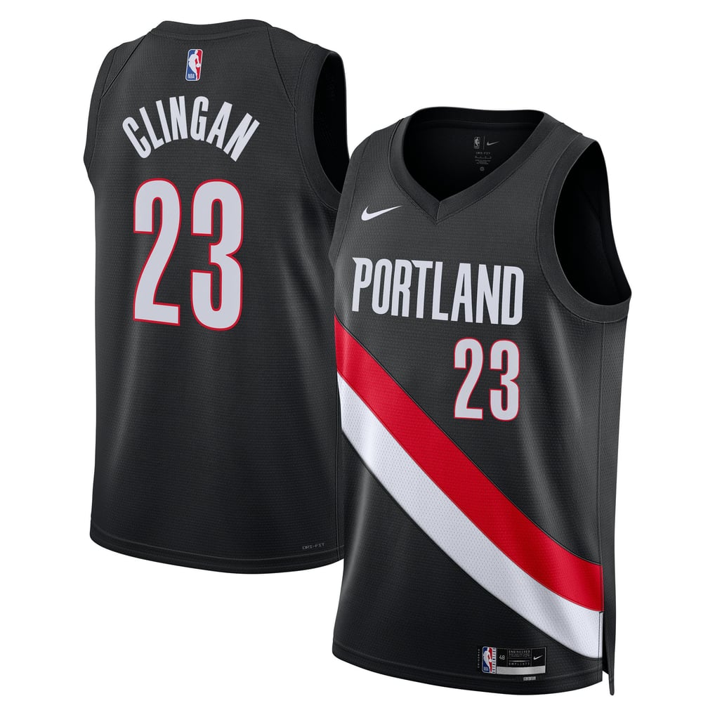 Portland Trail Blazers 2025/26 Icon Edition Donovan Clingan #23 jersey front and back