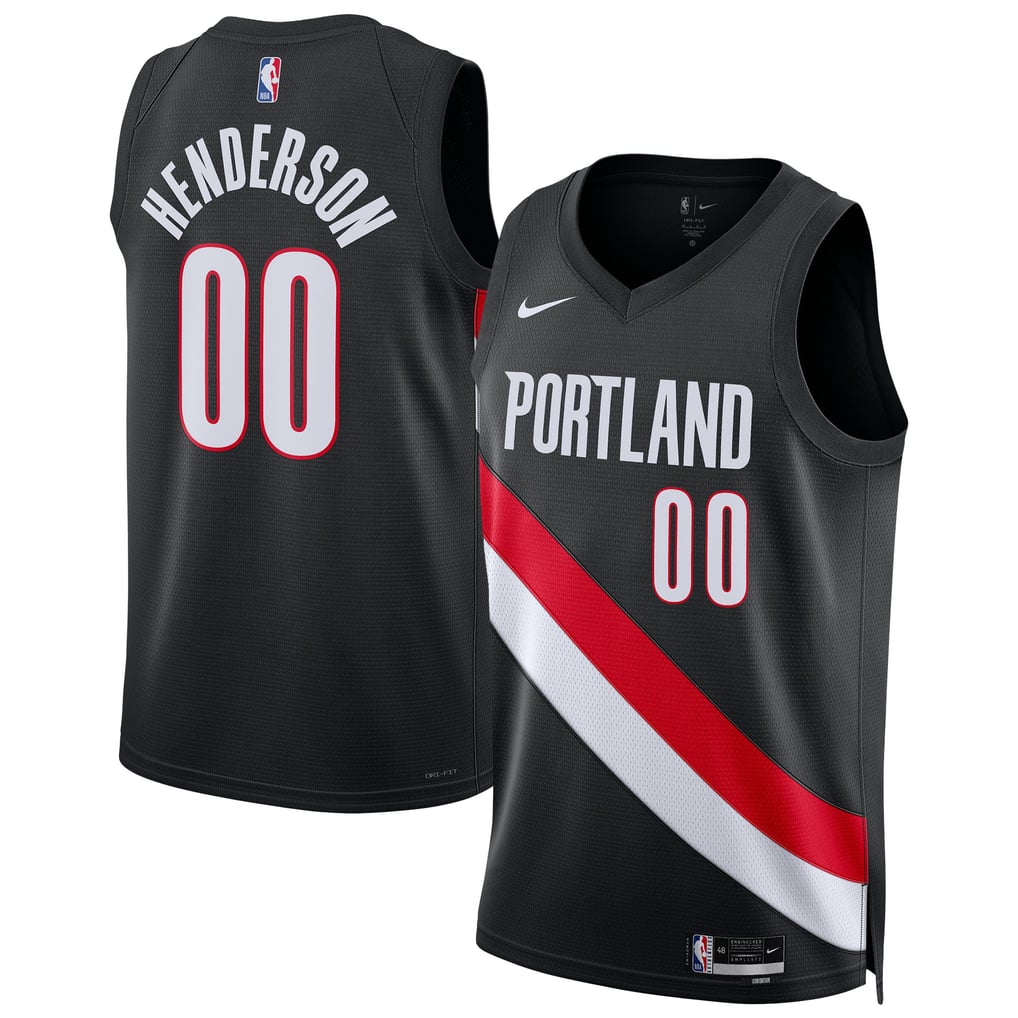 Portland Trail Blazers 2025/26 Icon Edition Scoot Henderson #00 jersey front and back