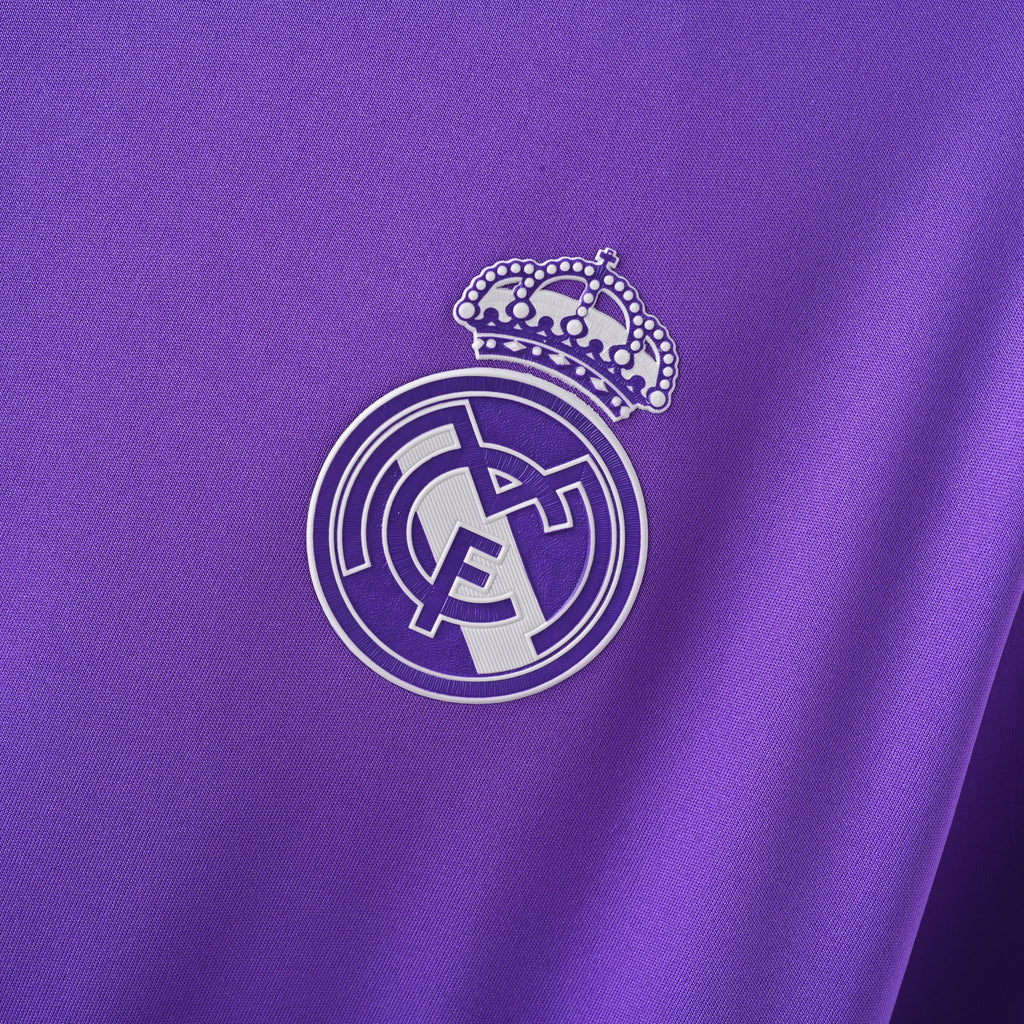 Real Madrid 2016/17 Away Long Sleeve Retro Jersey crest detail