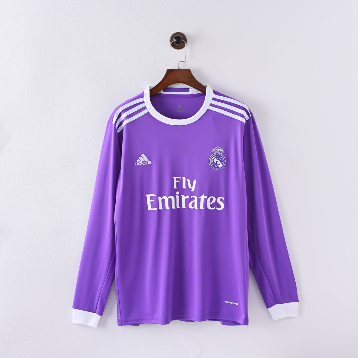 Real Madrid 2016/17 Away Long Sleeve Retro Jersey full front view